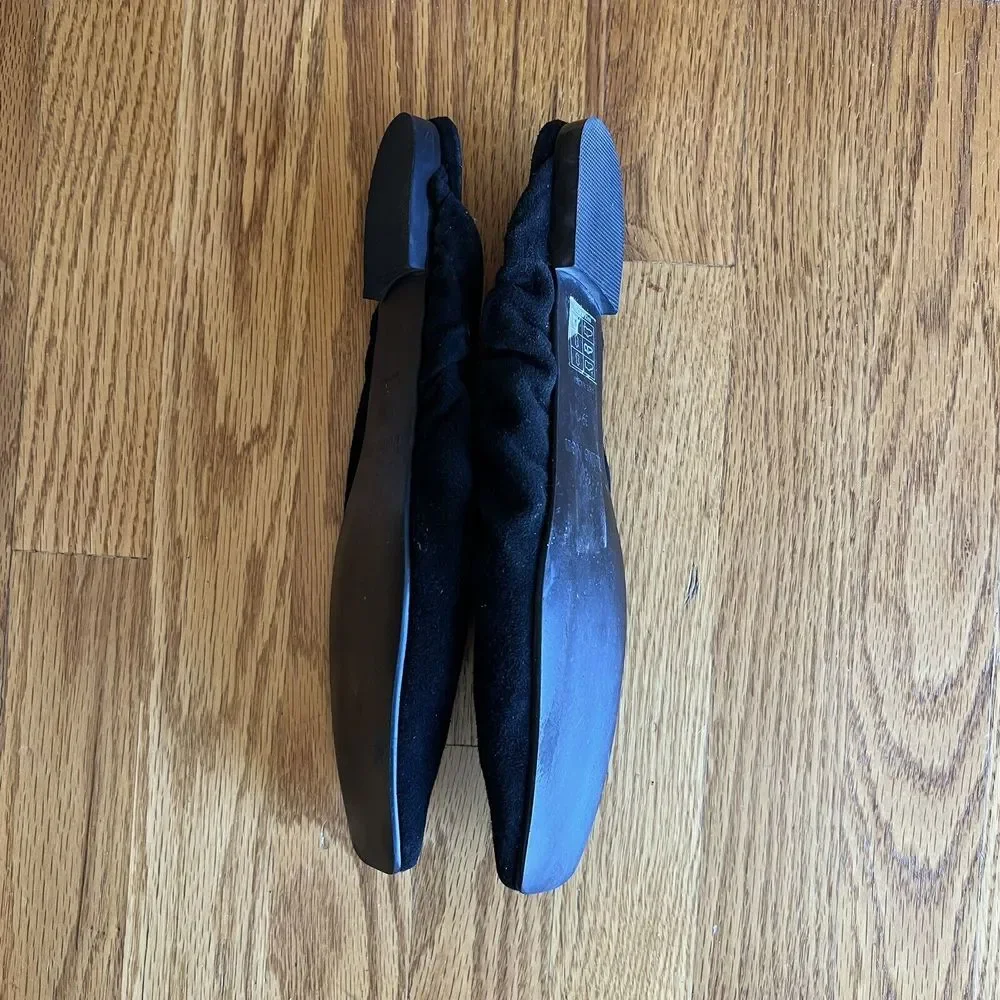 $350 Reike Nen Women's Black Suede Ruched Slip-On Flat Shoes Size 39‎ EU/8.5
